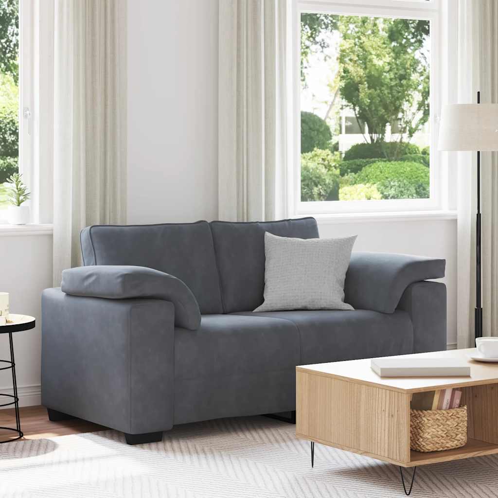 vidaXL Canapé 2 Places avec oreillers Gris foncé 120 cm Velours, canapé, canapé rembourré, siège de Salon, Causeuse, canapé de Salon