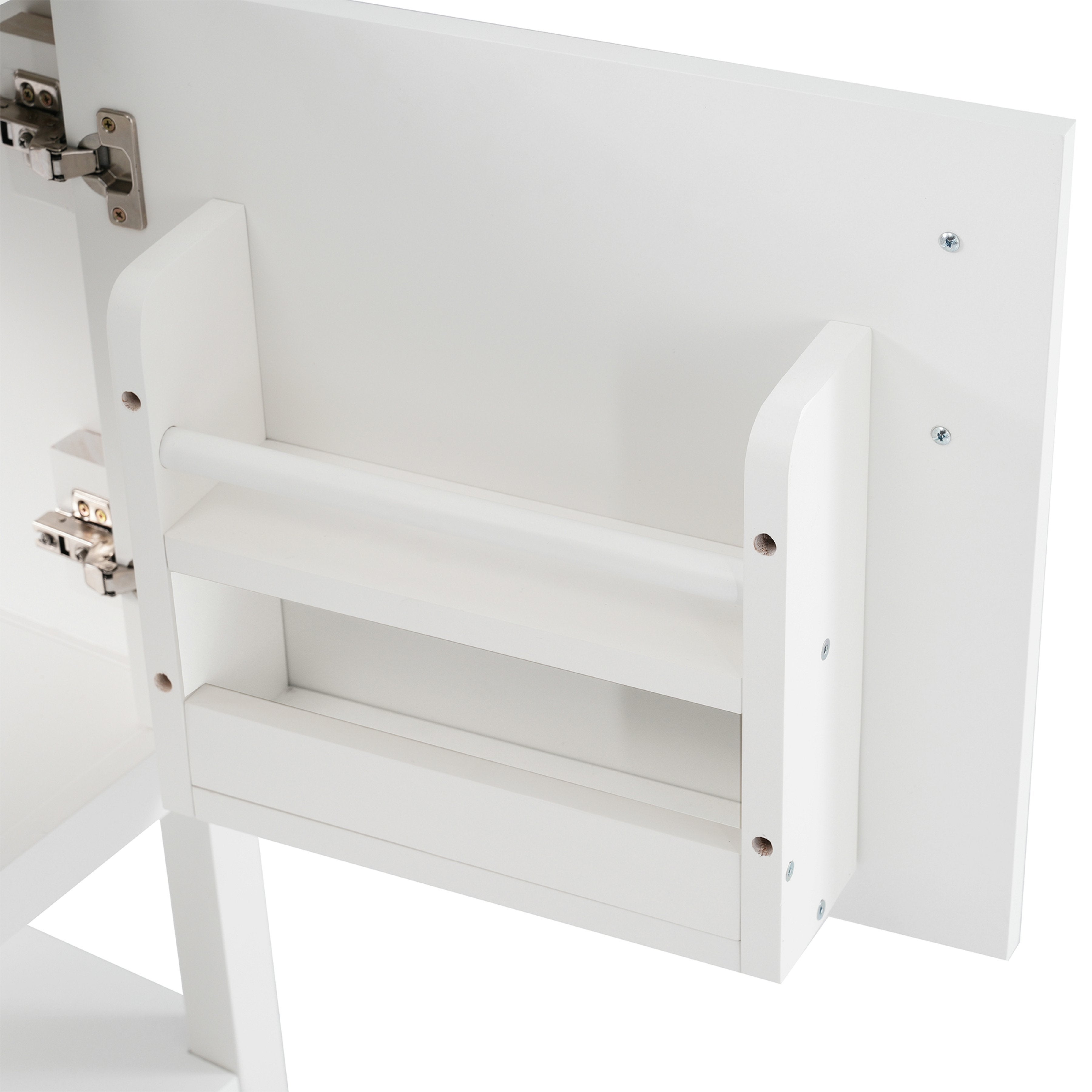 Meuble de salle de bains vasque simple, meuble-lavabo 60 cm avec vasque en céramique et étagère, blanc - 8