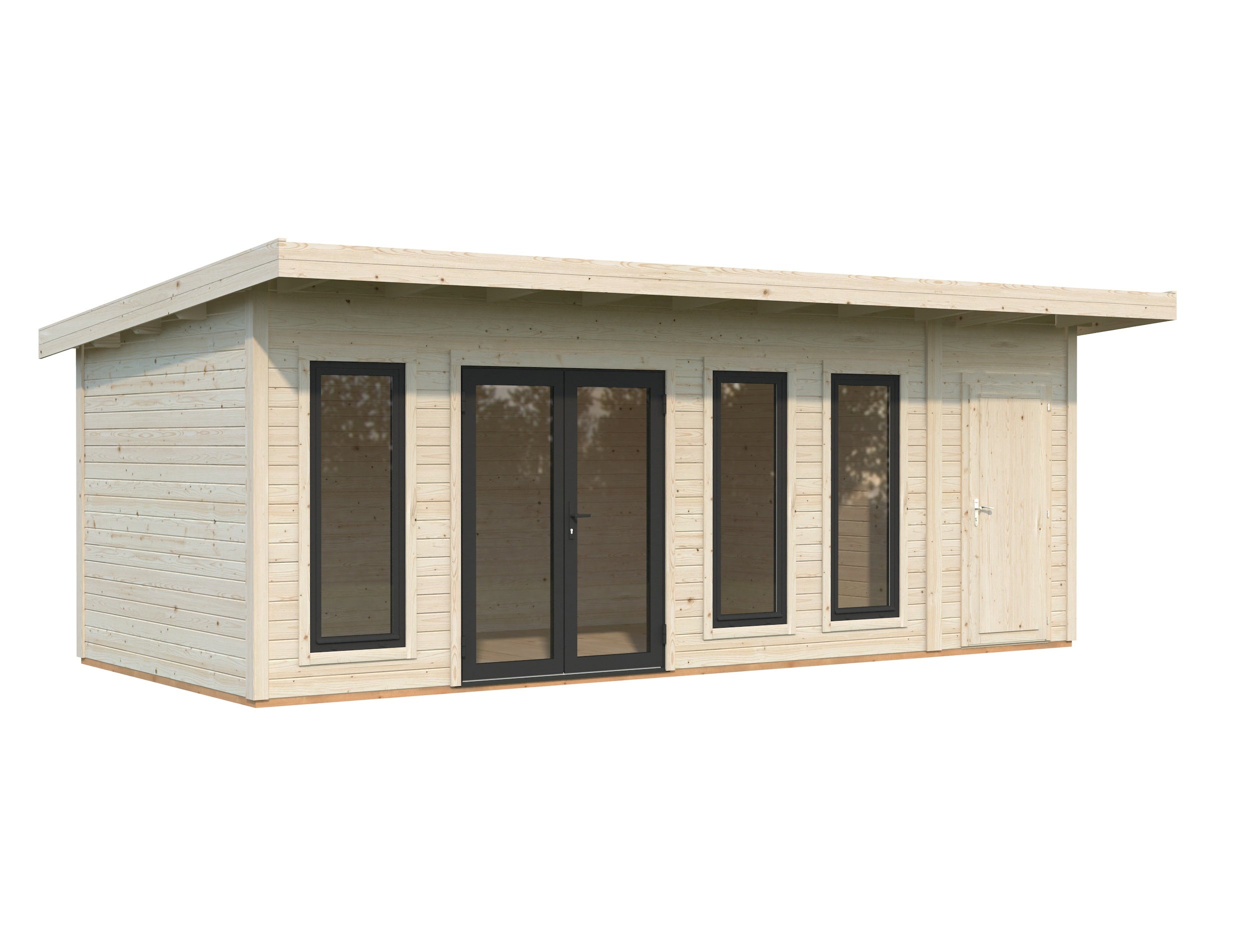 Studio de jardin en bois Aurelia - PALMAKO - Ep.44 mm - 670x300 cm - 28.4 m² - Double vitrage trempé - 2
