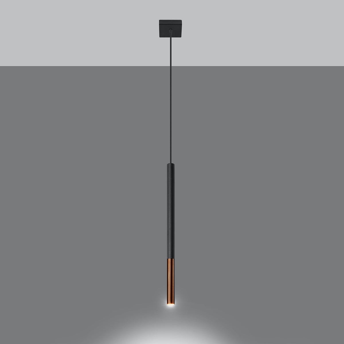 Lampa wisząca FLAR 1 czarny/miedź LED 3000K - 8x8x100cm Sollux