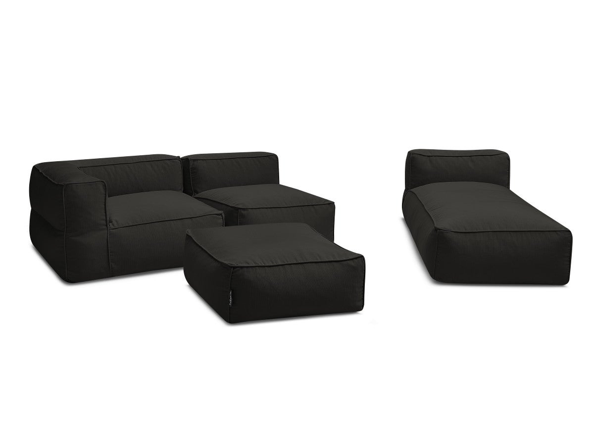 BOBOCHIC Canapé de jardin modulable GIULIA avec bâche de protection, 1 chauffeuse 1 place, 1 angle, 1 méridienne et 1 pouf Noir - 5