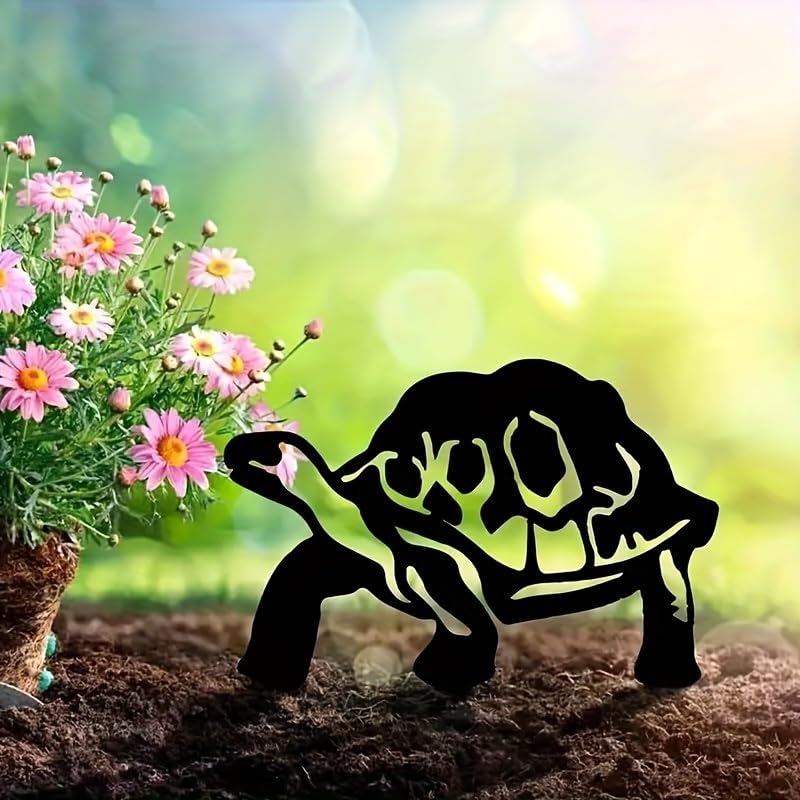 Statue De Tortue Solaire De Jardin, Tortue De Randonnée Avec Chapeau De