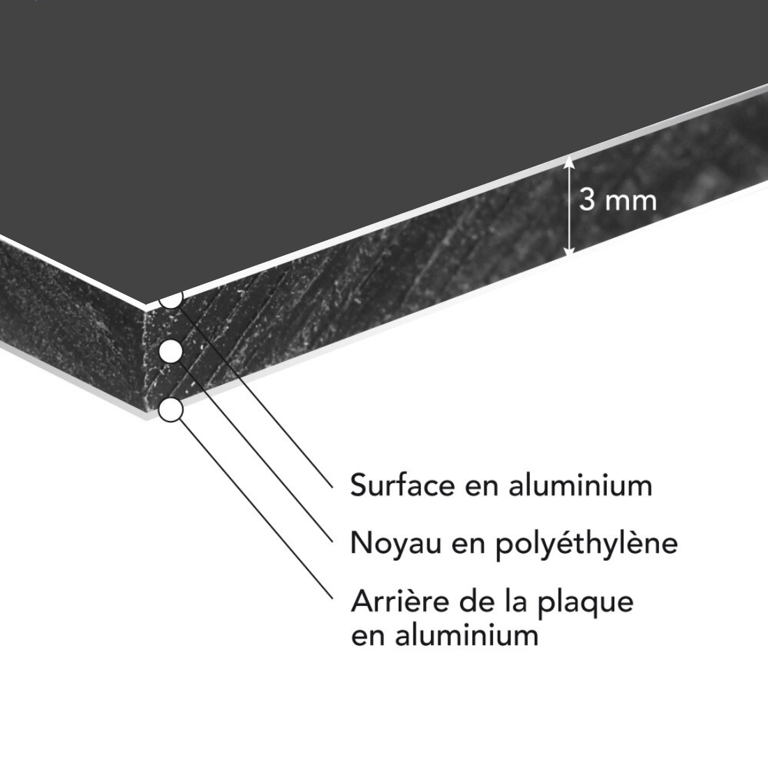 Panneau rond plaque composite aluminium dibond gris, 350mm (35 cm), Ep.3 mm - 2