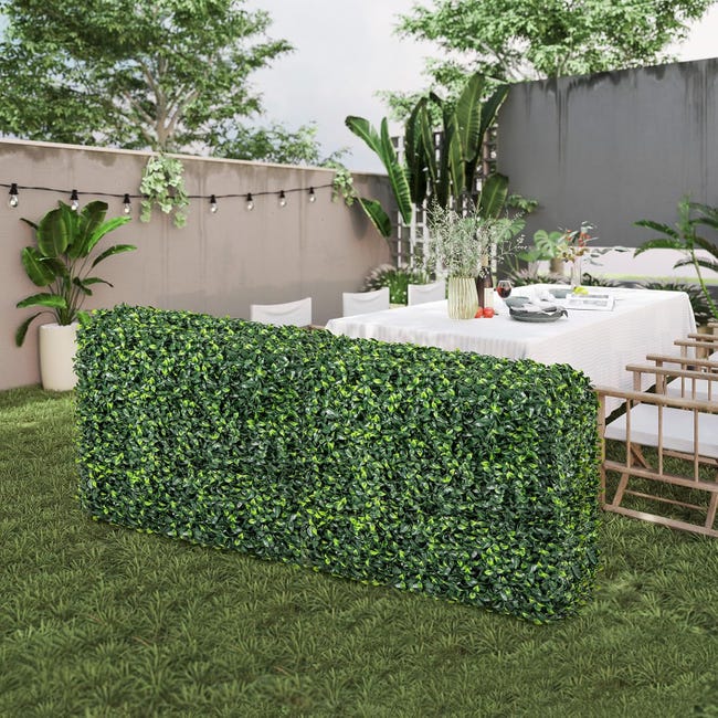 Pannelli Per Parete In Erba Artificiale 50x50 Cm (16 Pezzi) - Effetto 3D Con Foglie Di Menta - Anti-UV Per Giardino, Balcone E Recinzioni