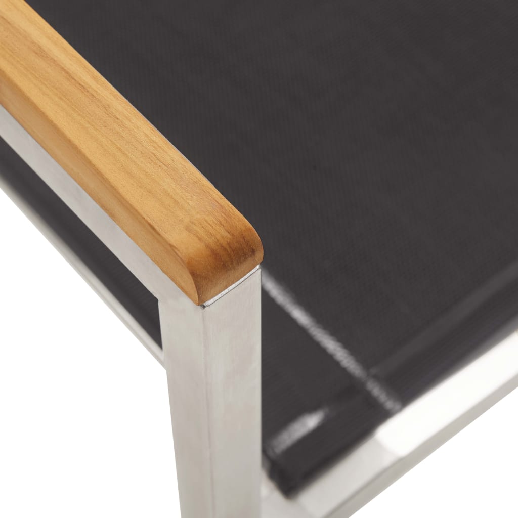 Chaises de jardin 2 pcs Textilène et acier inoxydable Gris 2 - 7