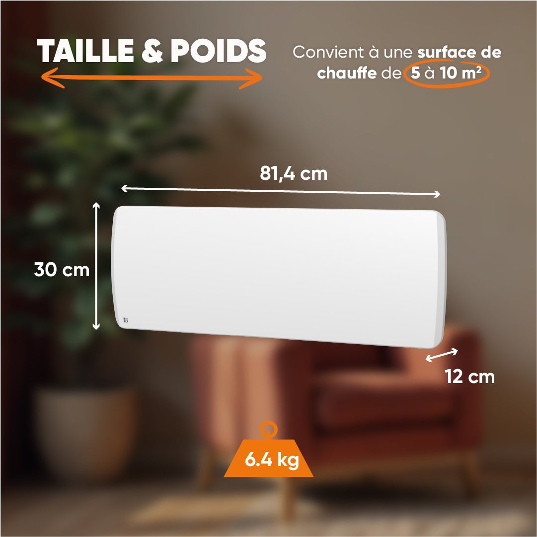 Radiateur électrique fixe à inertie sèche céramique 1000W Bestherm ARIA plinthe blanc - 5