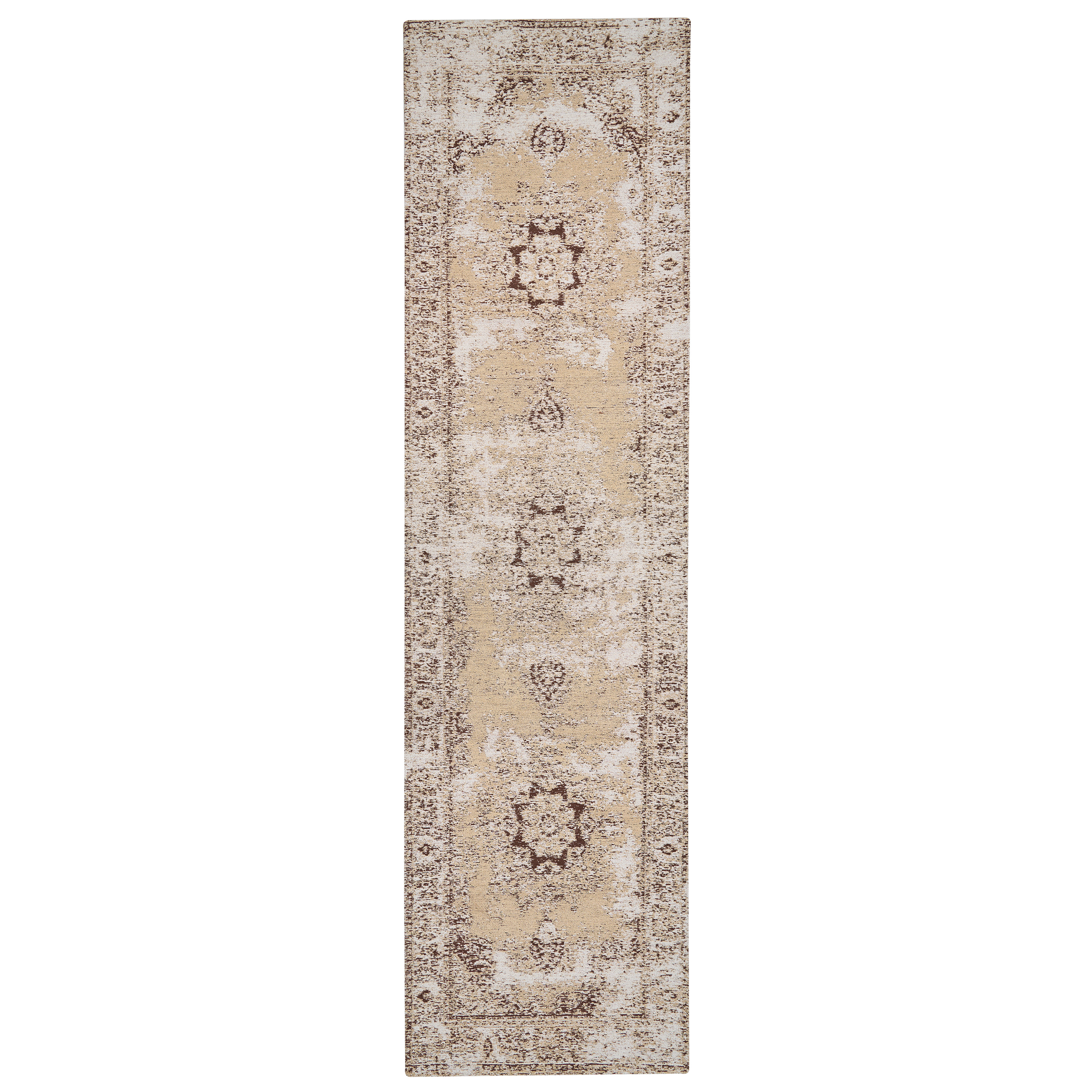 Beliani alfombra de algodón beige y marrón 80 x 300 cm almus