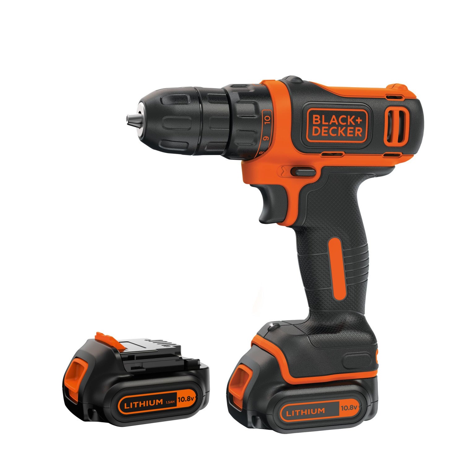 Black and Decker Taladro Atornillador BDCDD12KB-QW 10,8V 26Nm, portabrocas 10mm, 0 - 550 rpm. Incluye 2 baterías 1,5Ah de Litio, cargador y maletín