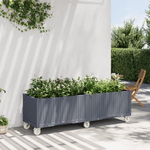 Fioriera in plastica con vassoio attaccato, fioriera per davanzale, giardino, balcone, colore: rosa