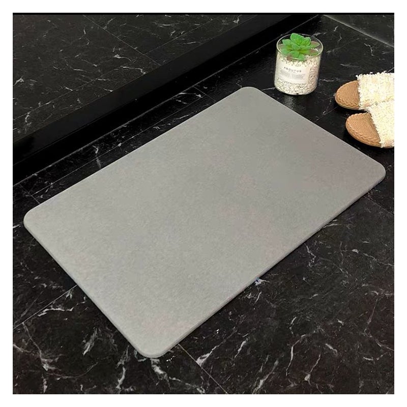 Mata podłogowa z ziemi okrzemkowej, materiał twardy, odpowiednia do łazienek i kuchni (szara, 39 x 60 x 0,9 cm)