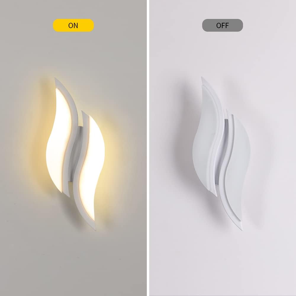 COMELY Lámpara de Pared para interiores,Diseño moderno de 12 W, luz LED Blanca cálida para Dormitorio y sala de estar, 3000 K, 30 x 11,5 x 4,5 cm. - 2