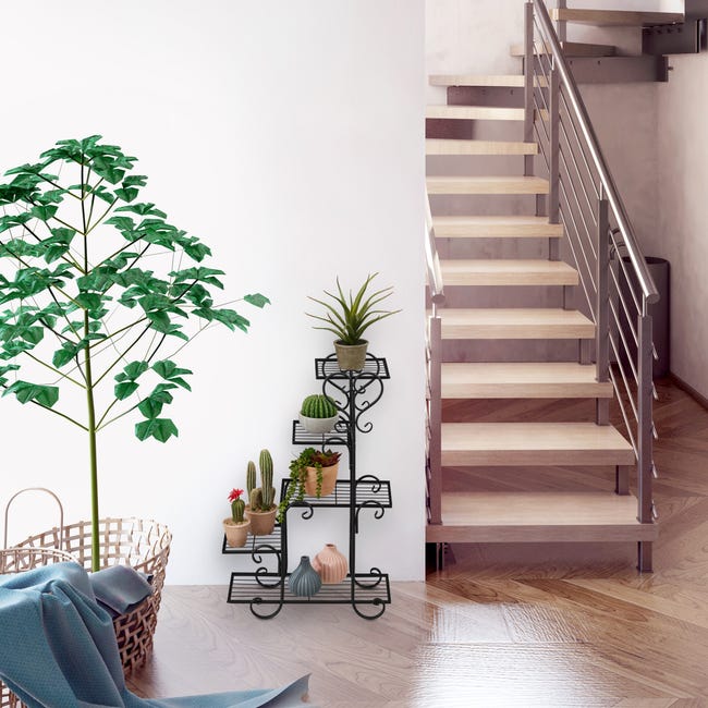 Oppro Supporto per piante a 3 livelli per interni, in metallo e legno, ad angolo, per soggiorno, camera da letto, balcone, giardino, patio, nero Oppro Supporto per piante a 3 livelli per interni, in metallo e legno, ad angolo, per soggiorno, camera da letto, balcone, giardino, patio, nero