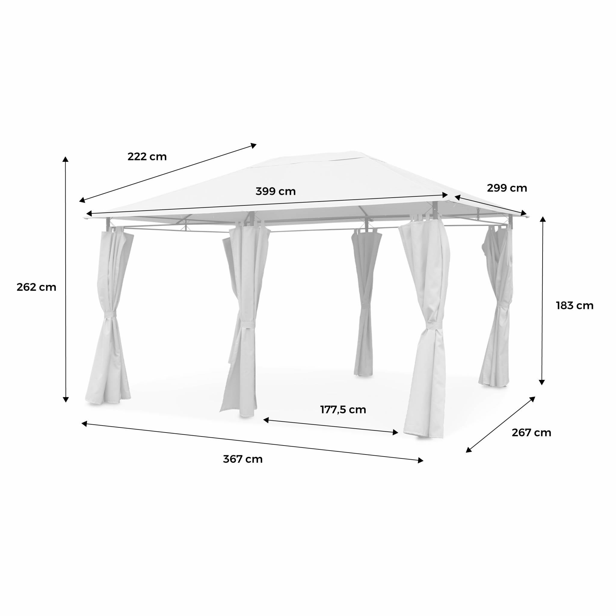 Tonnelle 3x4 m - Divio - Toile taupe - Pergola avec rideaux. tente de jardin. barnum. chapiteau. réception - 6