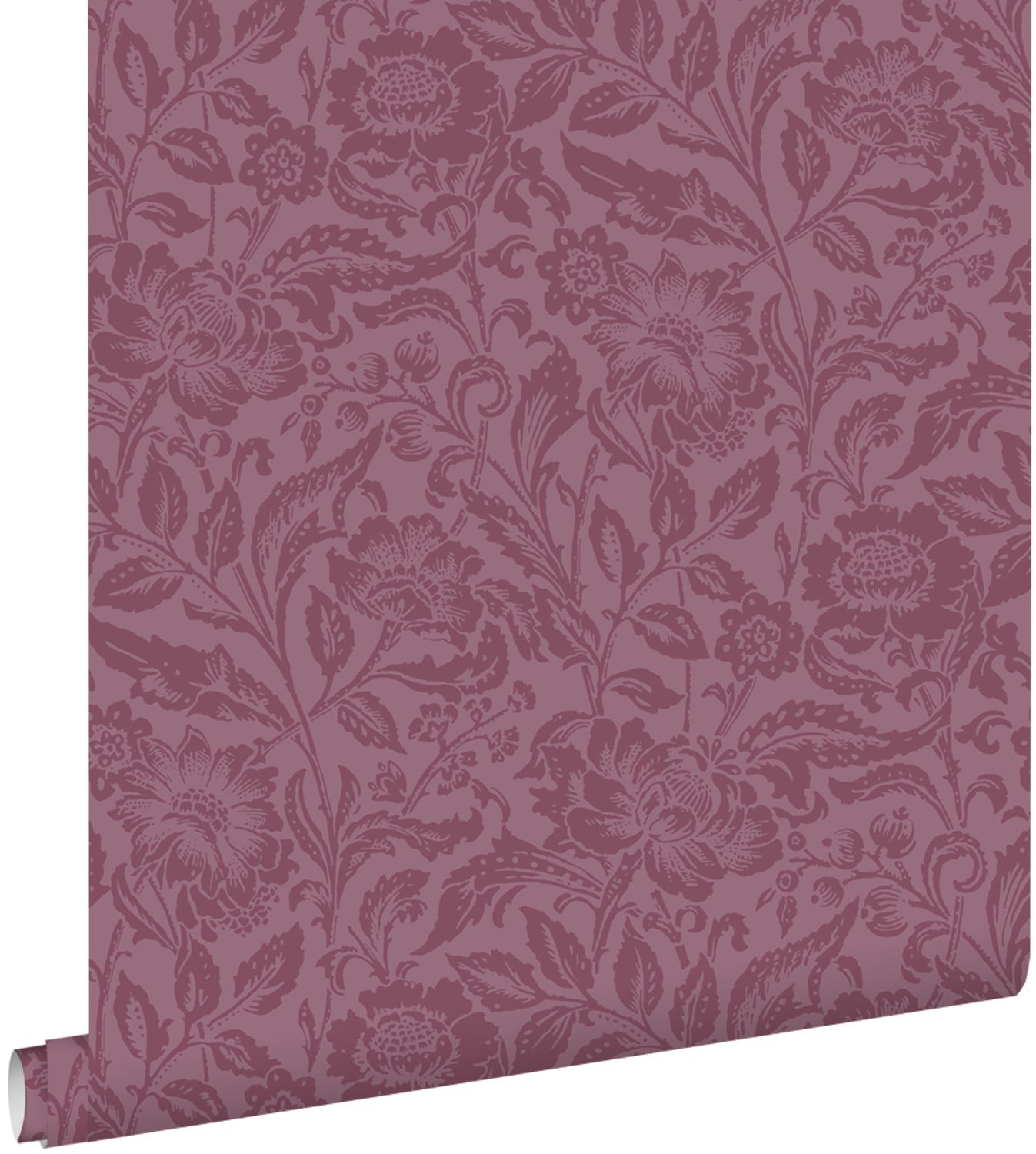 Tapeta zabytkowe kwiaty bakłażanowym fioletowym - 50 x 900 cm - ESTAHOME