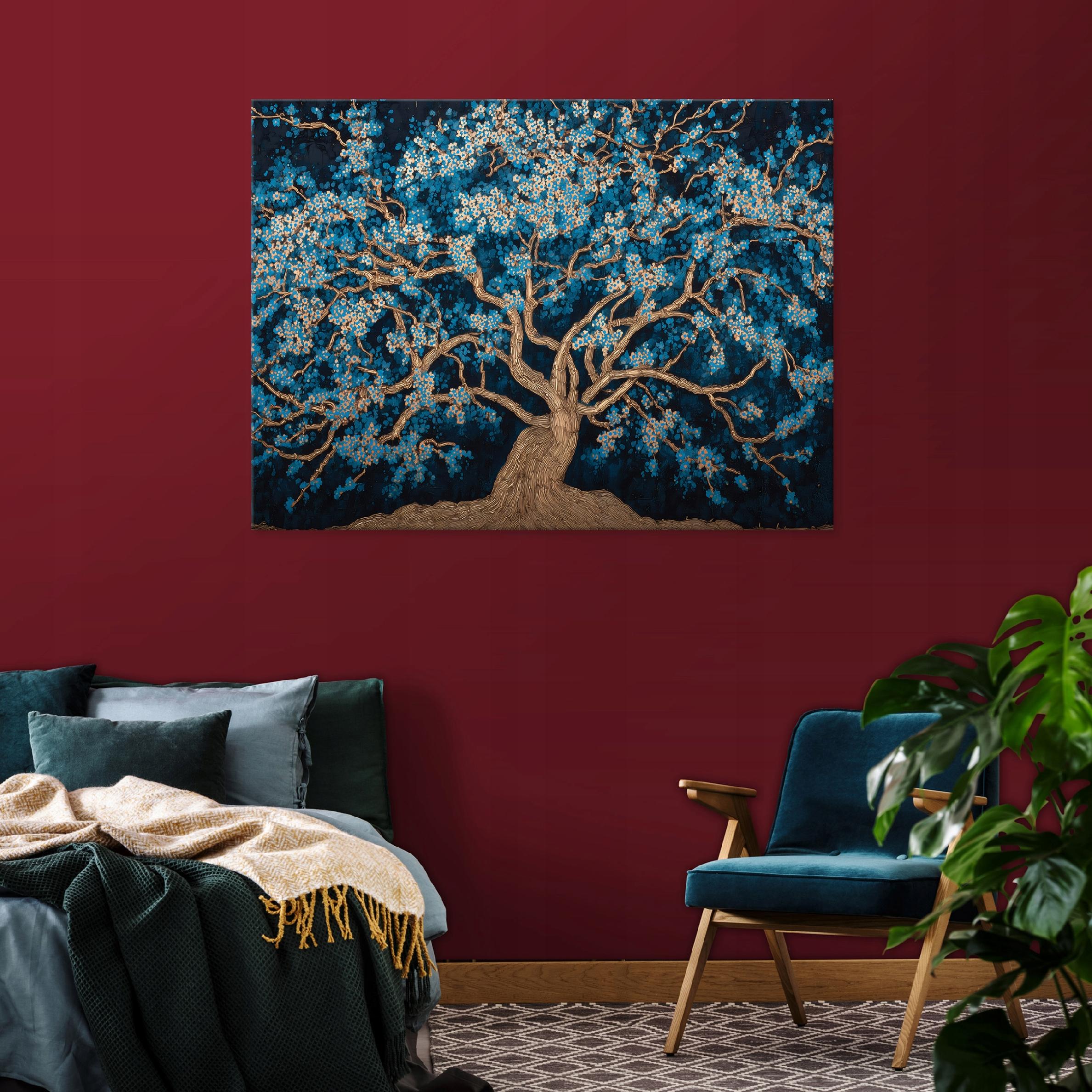 Tableau Décoration Murale Impression Sur Toile Arbre Bleu Abstrait - 100x70 cm - Tableau Décoration Murale Chambre et salon - 2