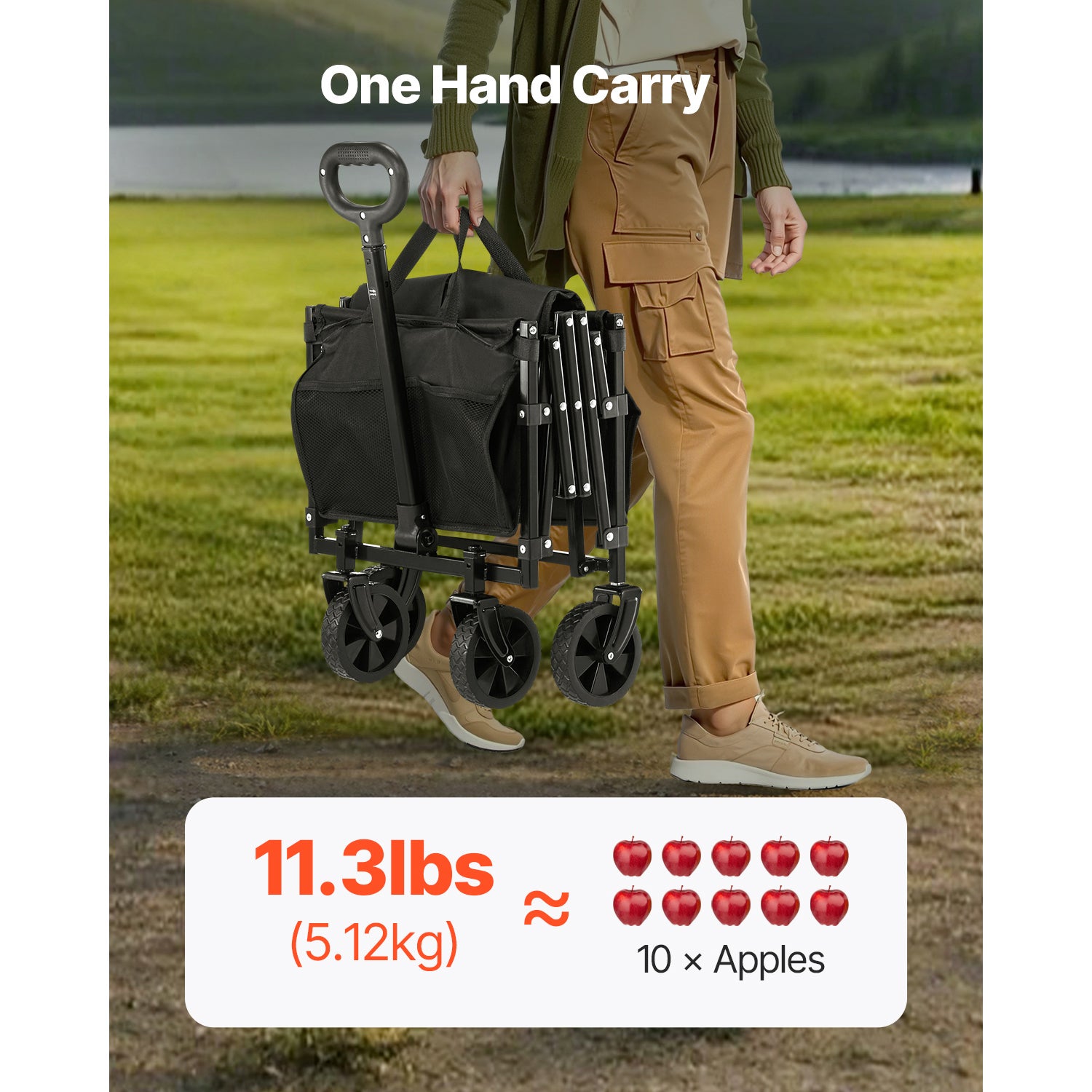 Chariot de Jardin Pliable,SucceBuy 120 L,Chariot de Transport Utilitaire Portable Robuste 102,06 kg avec Roues Tout-terrain,Poignée Réglable,Noir - 9