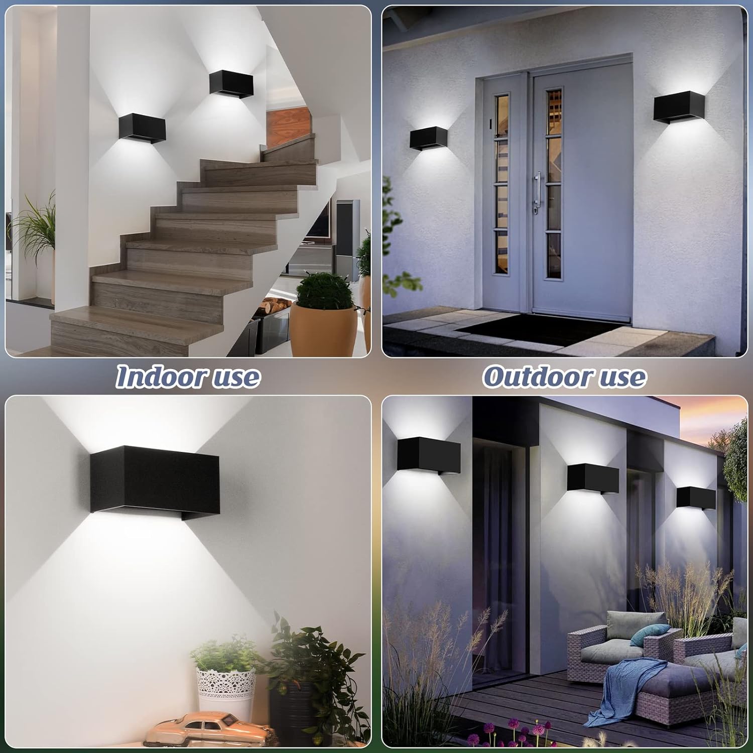 Applique Murale Interieur LED 24W Lampe Exterieur Étanche IP65 Angle de Faisceau réglable LED Apliques Murales Moderne Noir et Blanc Chaud 3000K - 4