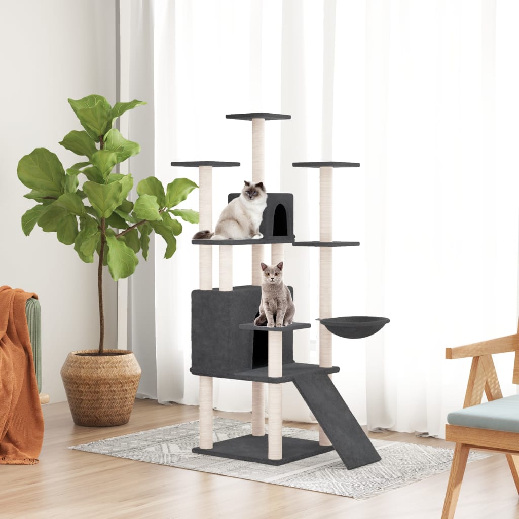 Arbre à chat avec griffoirs en sisal Gris foncé 154 cm | Leroy Merlin