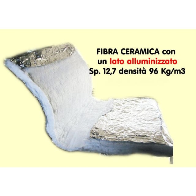 FIBRA CERAMICA IGNIFUGA 1250° CON ALLUMINIO H 61 X L 200 CM SPESSORE 12,7 mm DENSITA' 96 KG/MC