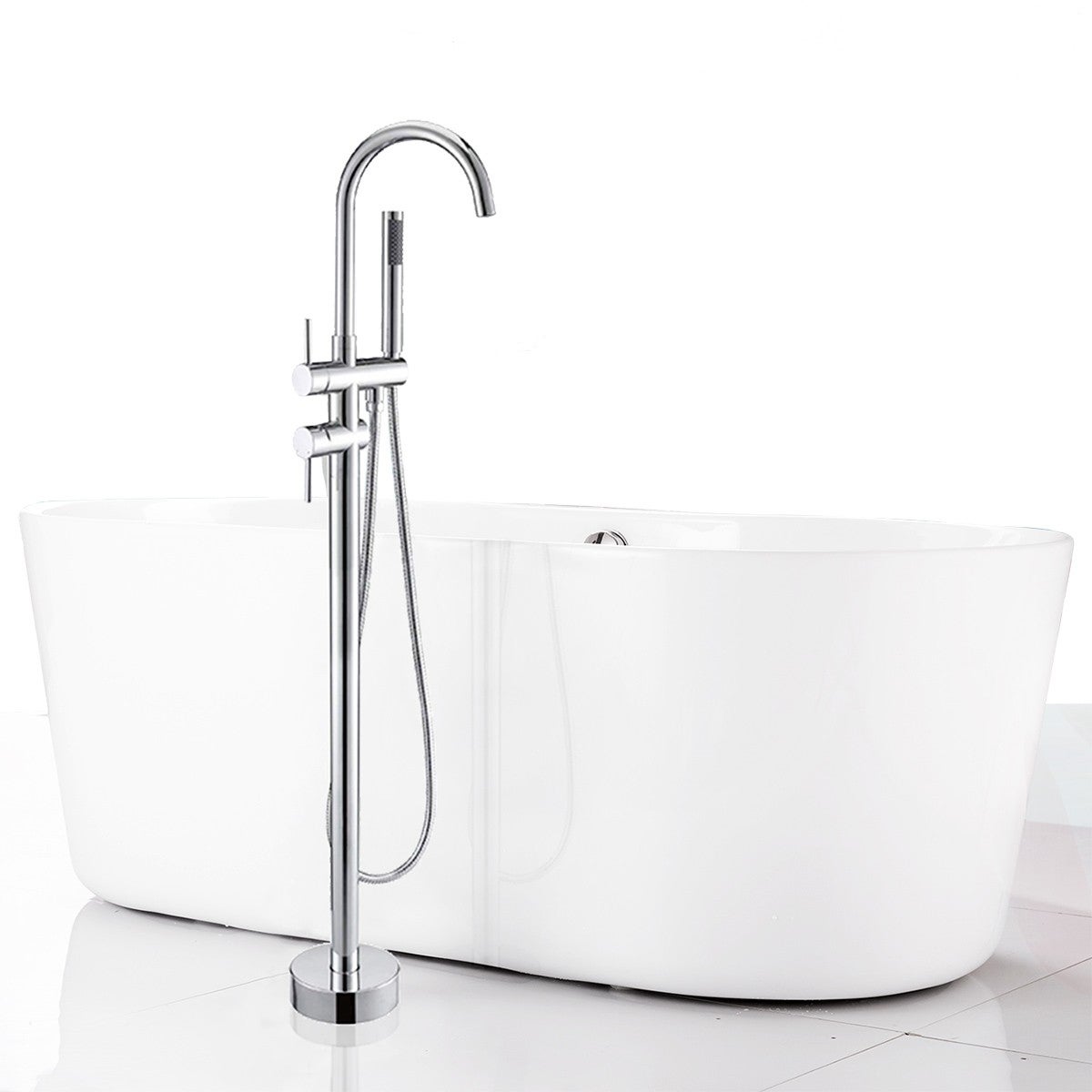 MATY Robinet mitigeur sur pied chrome brillant pour baignoire îlot - 2