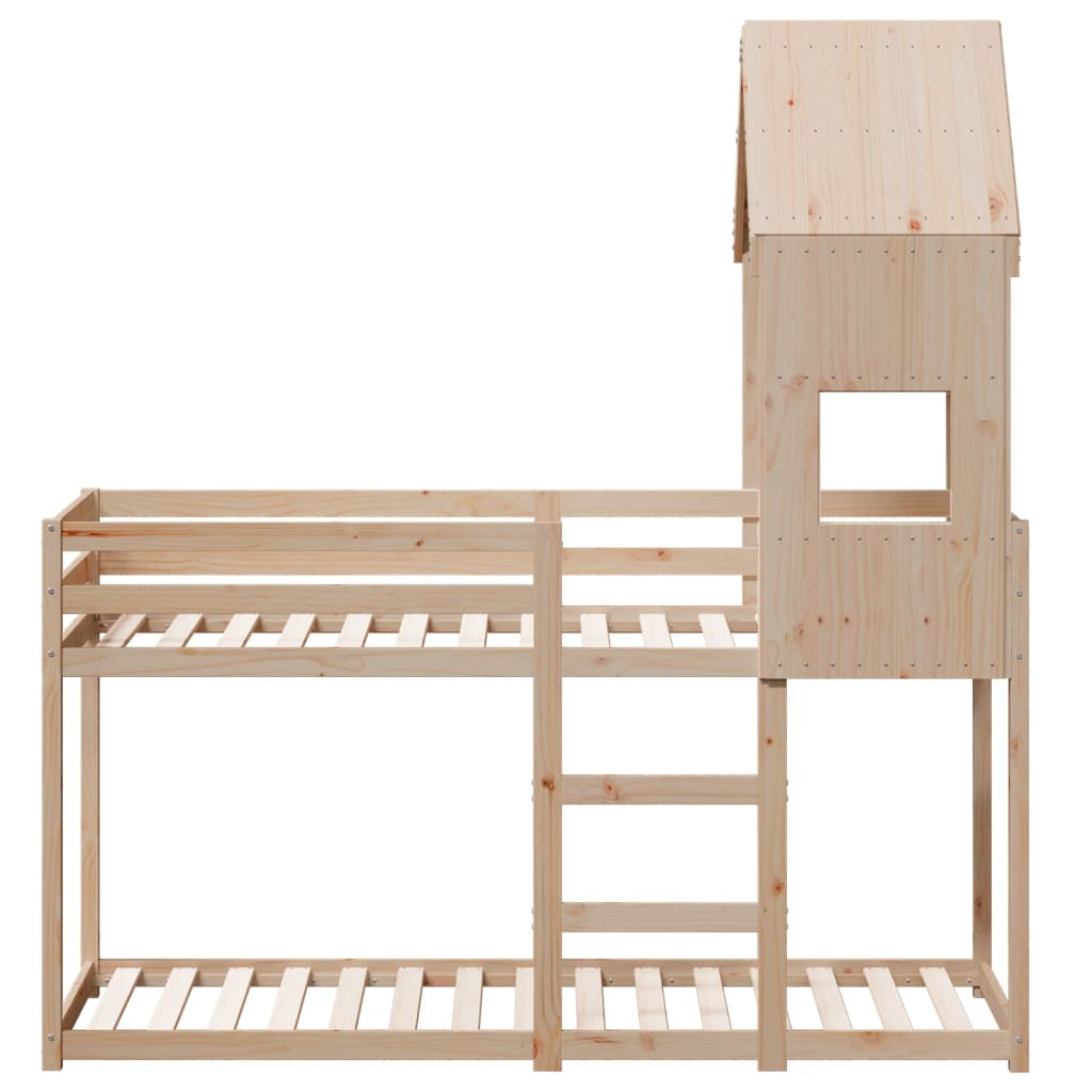 Lit superposé avec toit en pin massif 75x190 cm — COMFORTXL - 4