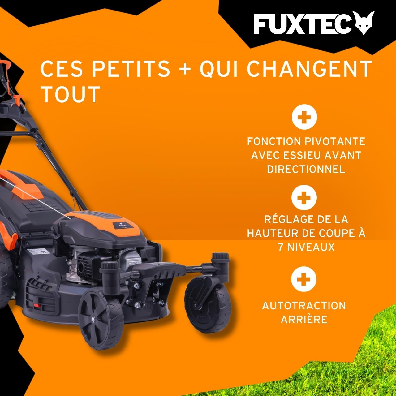 Tondeuse à gazon thermique autotractée FUXTEC FX-RM5170agile – 51 cm – 170 cm³ – 60L – Roues pivotantes – Easy Clean – Mulching - 4