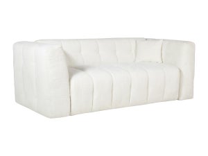 Canapé Banquette Sonia En Tissu Bouclette Blanc - Style Scandinave - 135x67x78 Cm - À Monter Soi-même