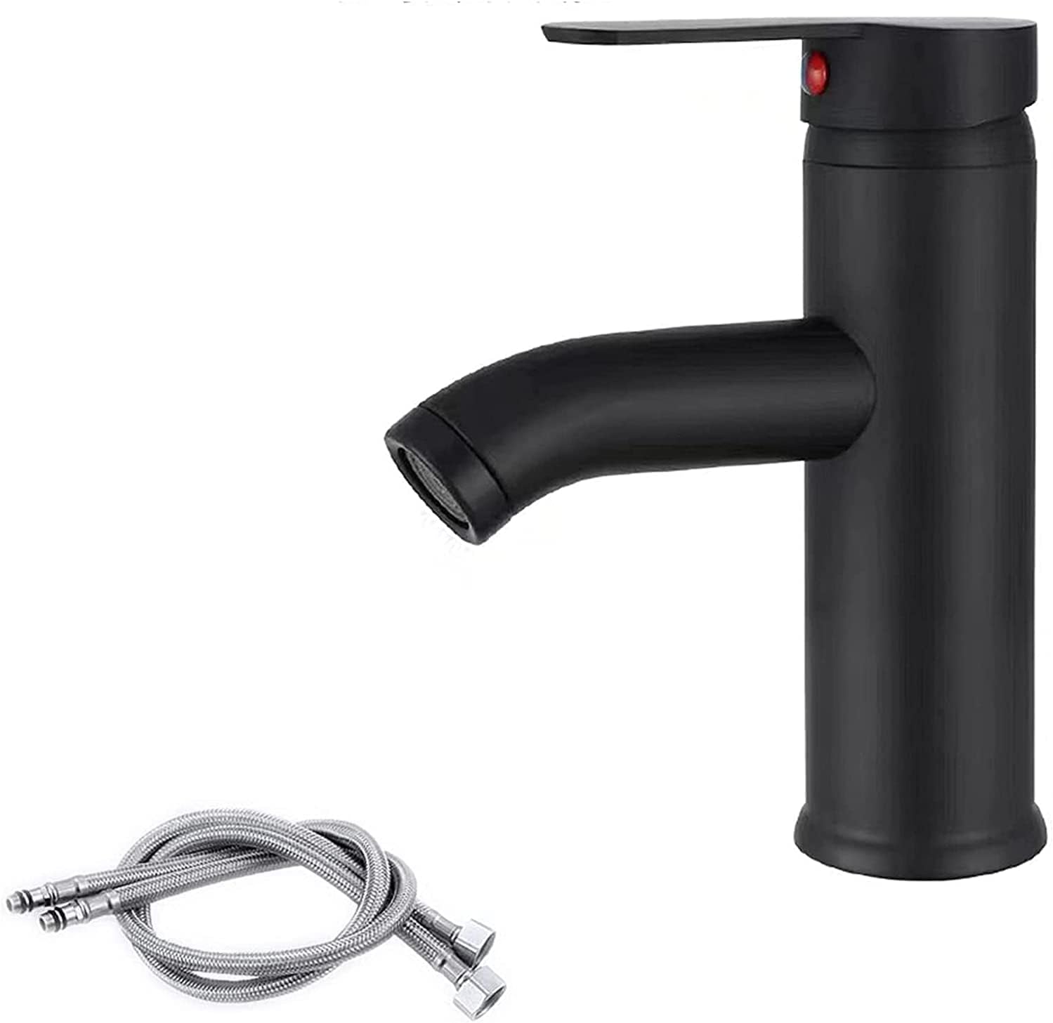 Matowa czarna bateria umywalkowa, mieszacz ciepłej i zimnej wody, pojedynczy uchwyt (kolor: krótka czarna)