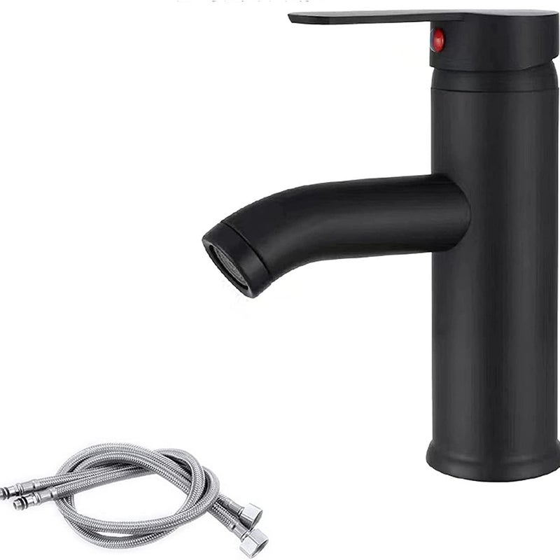 Matowa czarna bateria umywalkowa, mieszacz ciepłej i zimnej wody, pojedynczy uchwyt (kolor: krótka czarna)
