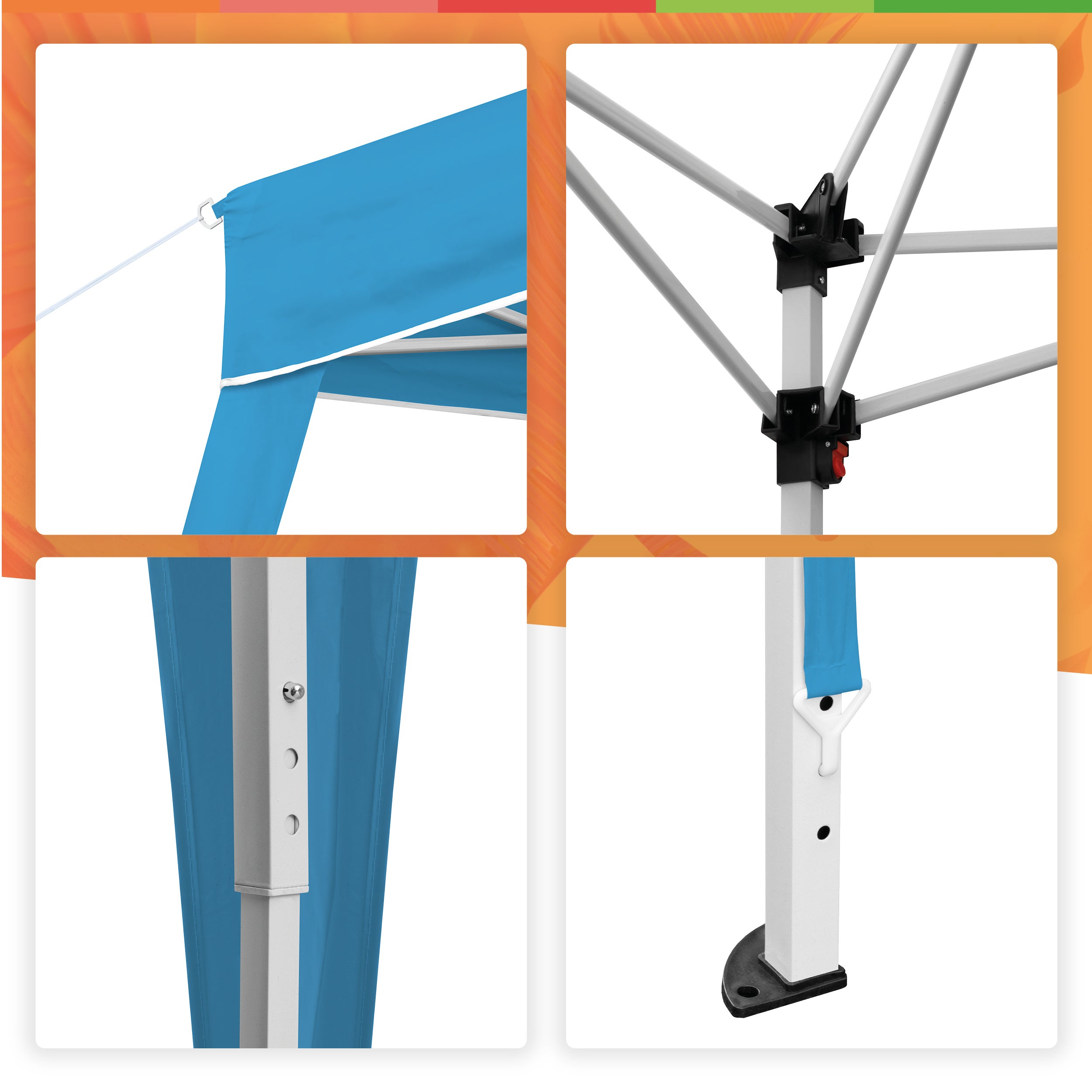 Carpa Plegable 3x3 m Azul – Resistente al Agua - Incluye Vientos y Piquetas de Fijación - Bolsa de transporte - 7