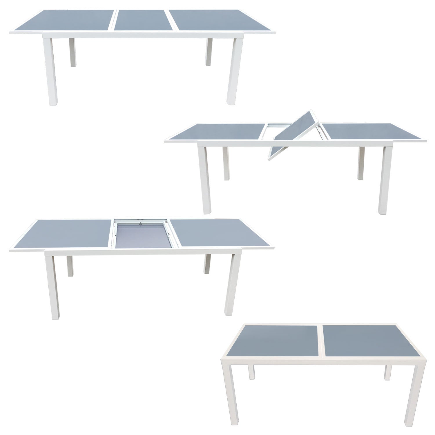 Salon de jardin extensible gris et blanc aluminium 8 places FIRENZE - 2