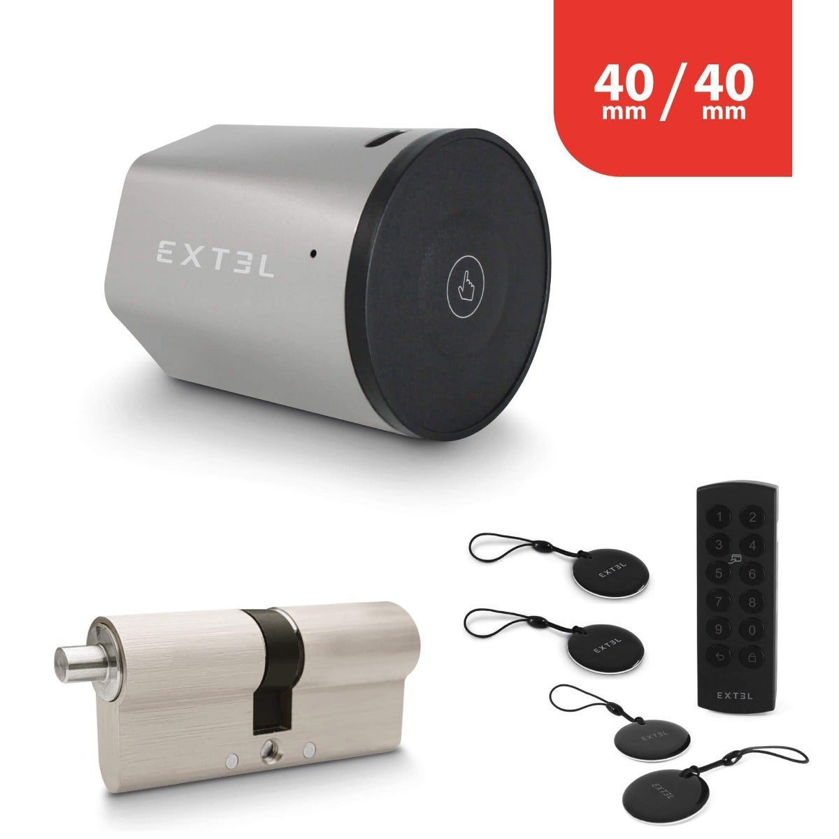 Kit Serrure Connectée Extel Lock + cylindre 40/40 mm + clavier sans fil ...
