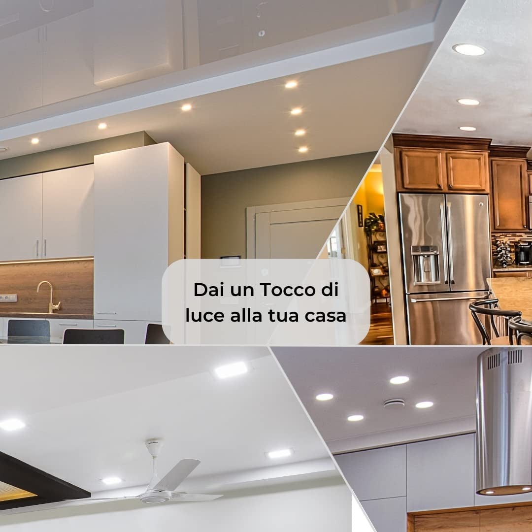Faretti LED Da Incasso HYDONG 5W - Plafoniere Soffitto Orientabile 40°, Luce Fredda 6000K, Confezione Da 8, Per Cartongesso