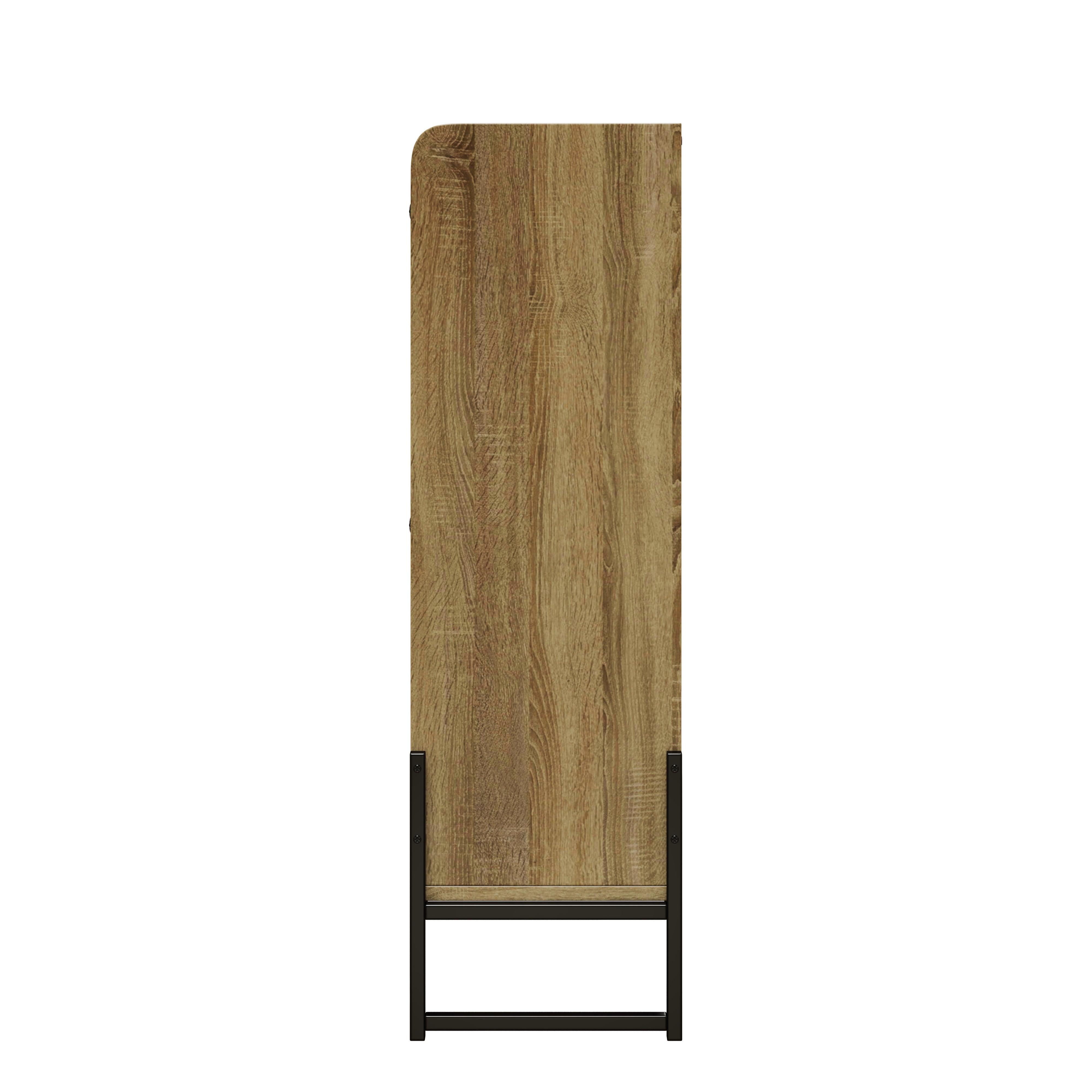 Meuble à chaussures étroit avec 4 portes - 121 x 25 x 91.5 cm - Panneau de particules - Naturel - 7