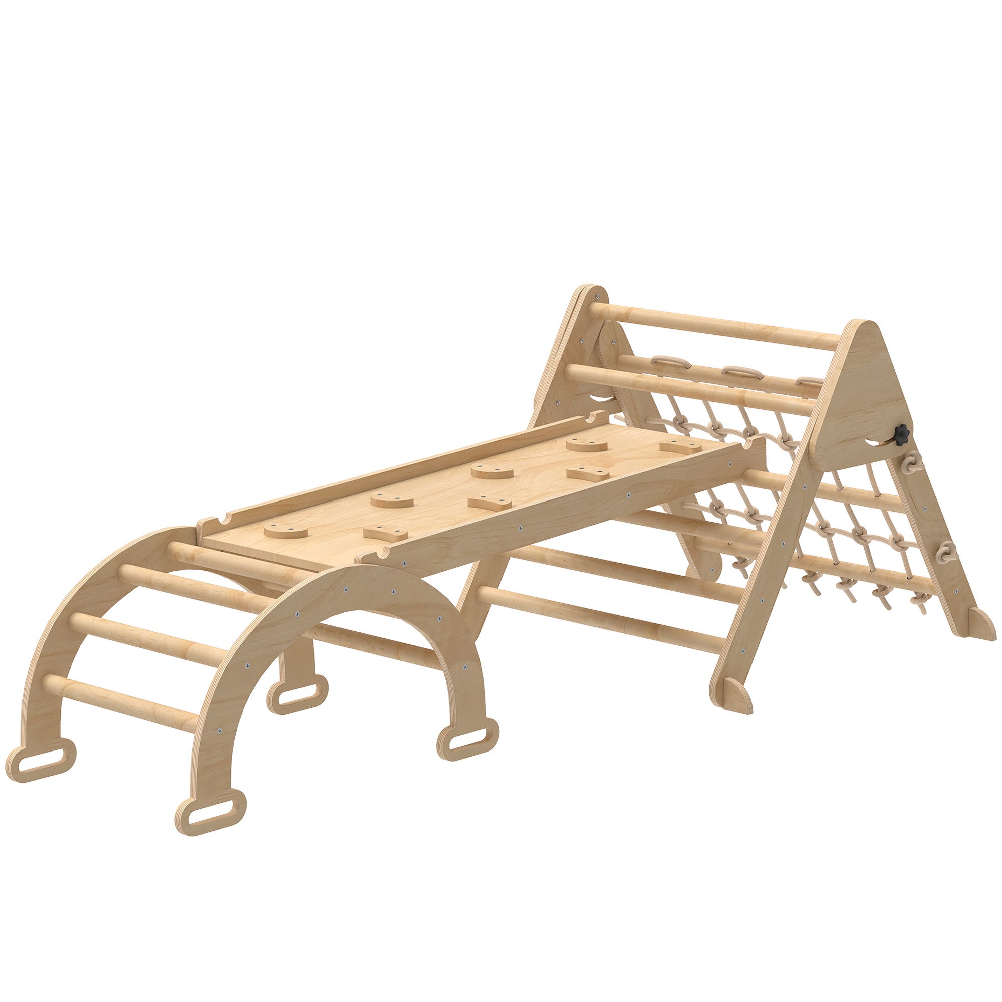 AIYAPLAY Triángulo De Escalada Infantil Con Rampa Reversible, Tobogán, Balancín Y Estructura De Escalada Multicolor~2421s3sm9ng01