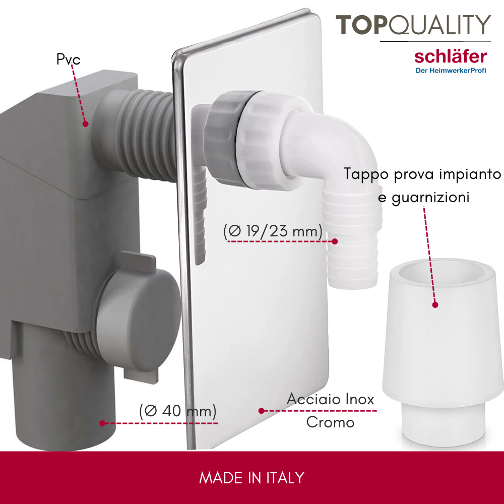Alcaplast APS6 Dispositivi Sifone Da Incasso Connettore Per Acque Reflue Lavatrice Lavastoviglie Asciugatrice A Pompa Di Calore 1049408120