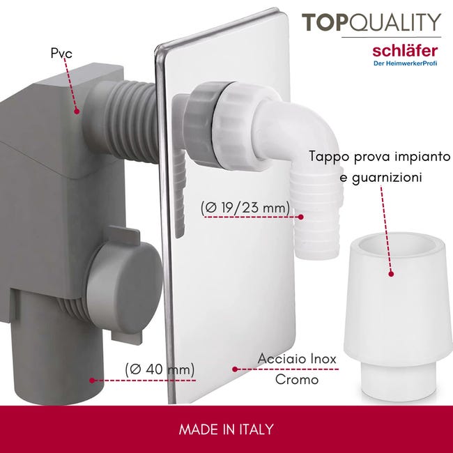 Alcaplast APS6 Dispositivi Sifone Da Incasso Connettore Per Acque Reflue Lavatrice Lavastoviglie Asciugatrice A Pompa Di Calore 1049408120 - Foto 1