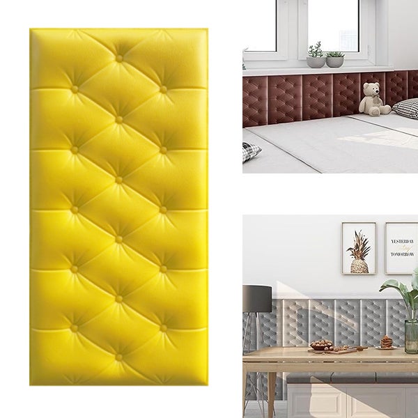 Naklejki ścienne dekoracyjne 3D żółte antykolizyjne do wnętrz poduszki 30 x 60 cm 10 szt.