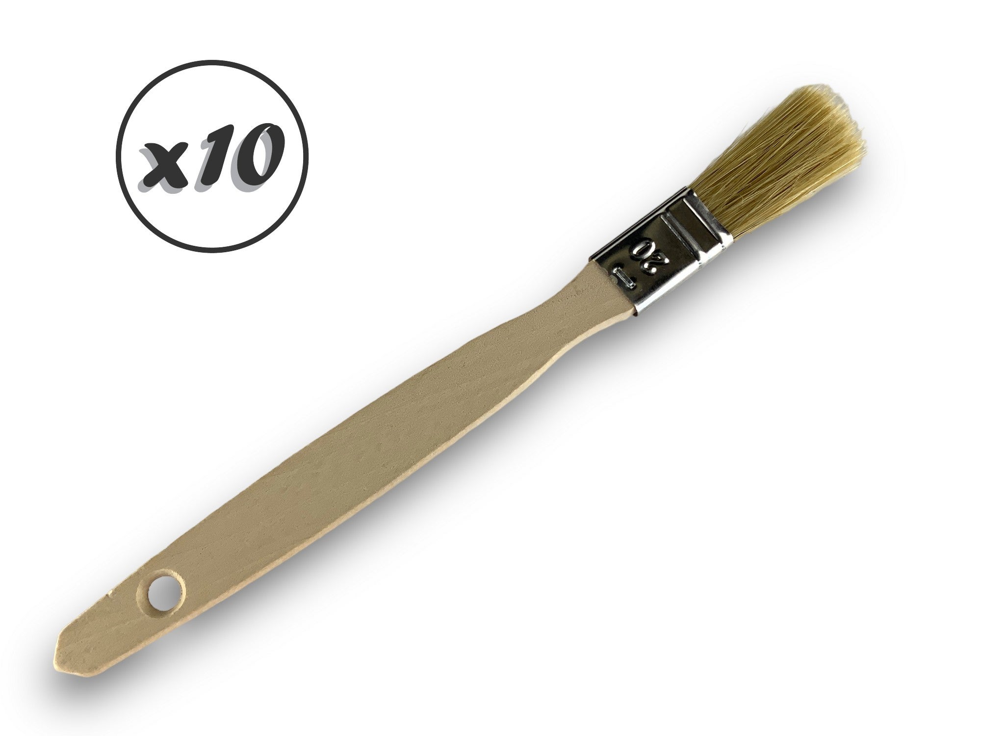 Lot de 10 pinceaux queue de morue | Soie blanche | Largeur 20 mm | Epaisseur simple tous types de travaux | - 3