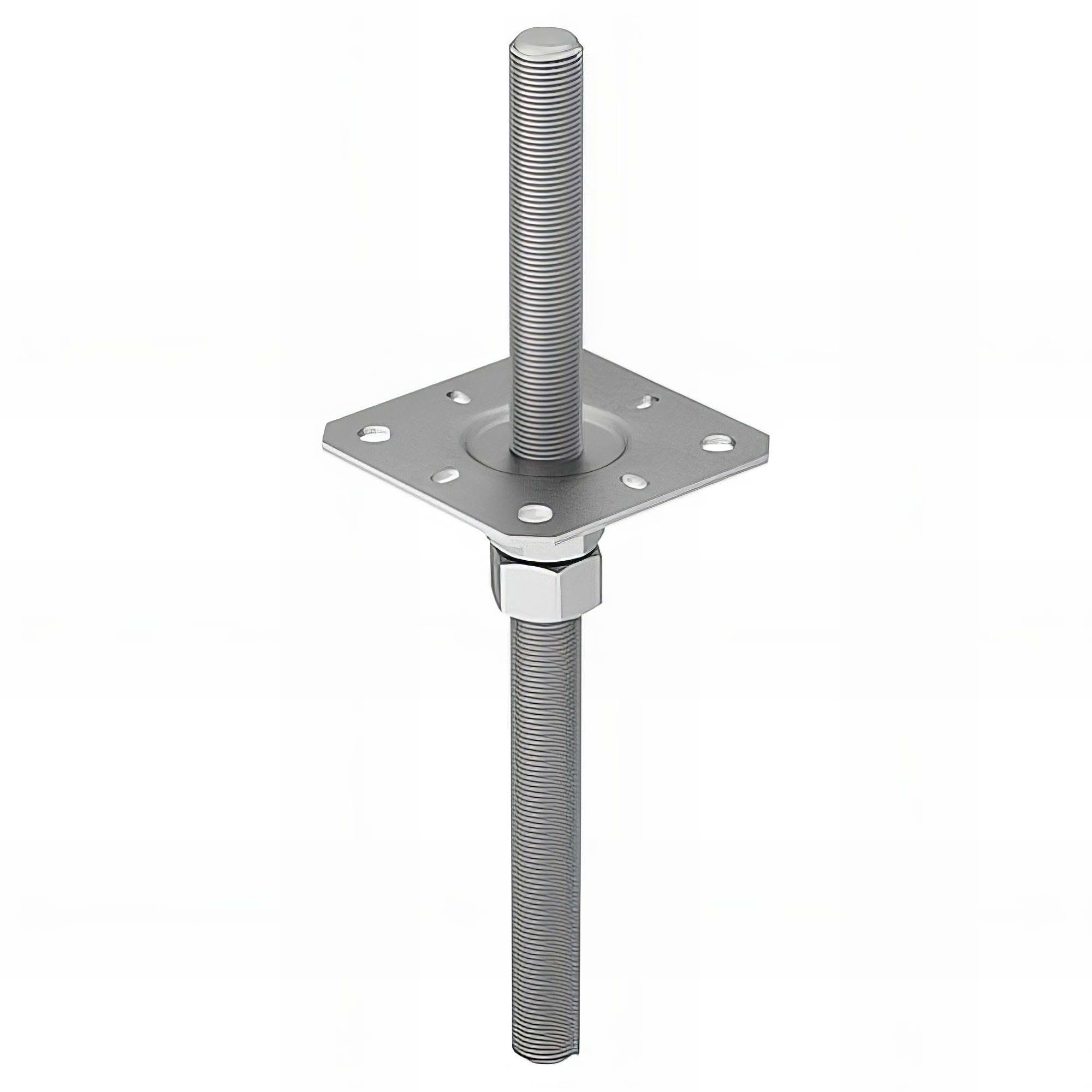 Embase Pied de poteau carrée réglable par vis galvanisé à ancrer - 100 ...