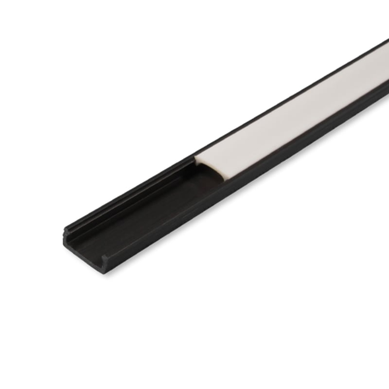 Profil do taśm LED PCV Slim 16x7 2m czarny z mlecznym kloszem MasterLED