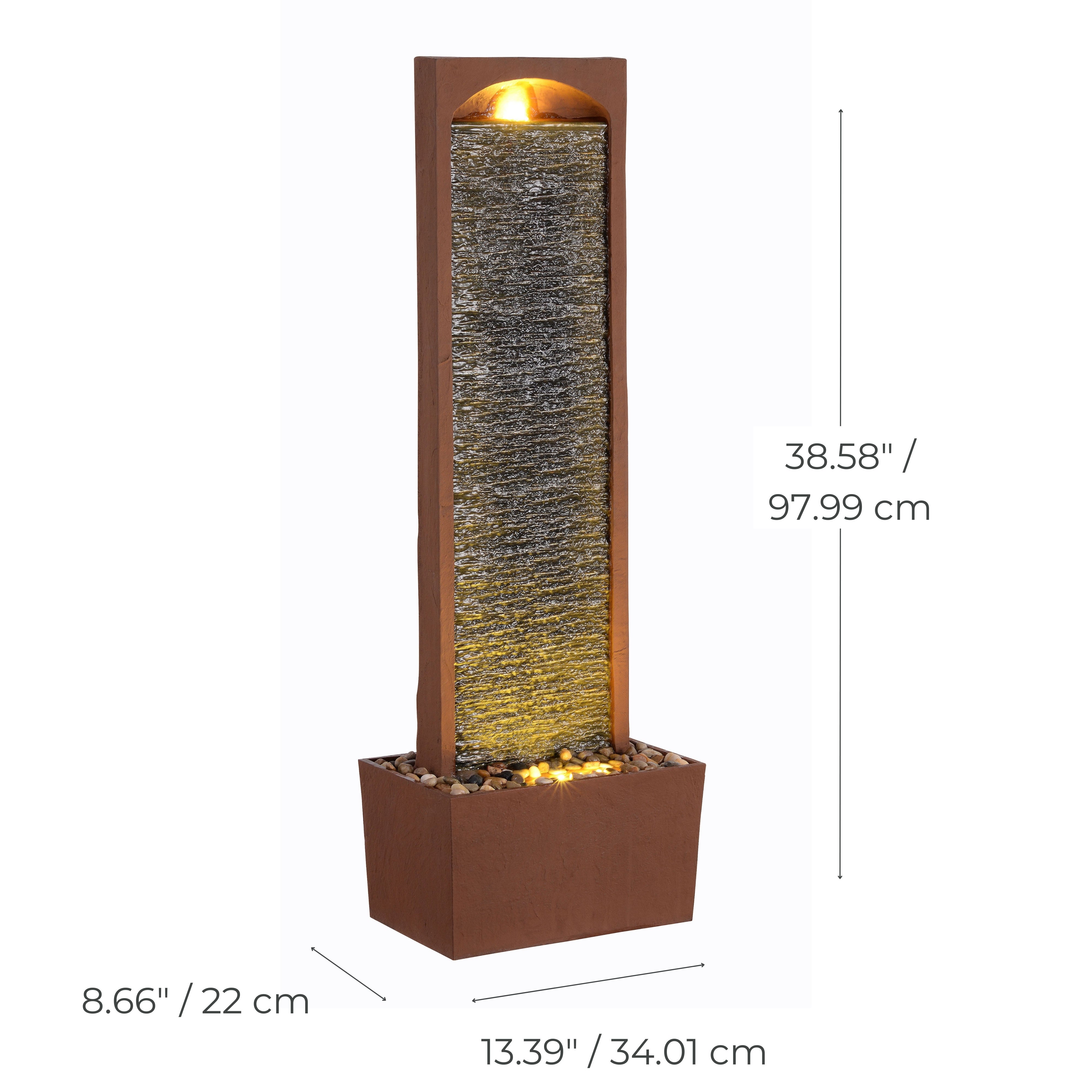 Fontaine murale LED design moderne rocher rouge extérieur, Marron TEAMSON HOME - 6