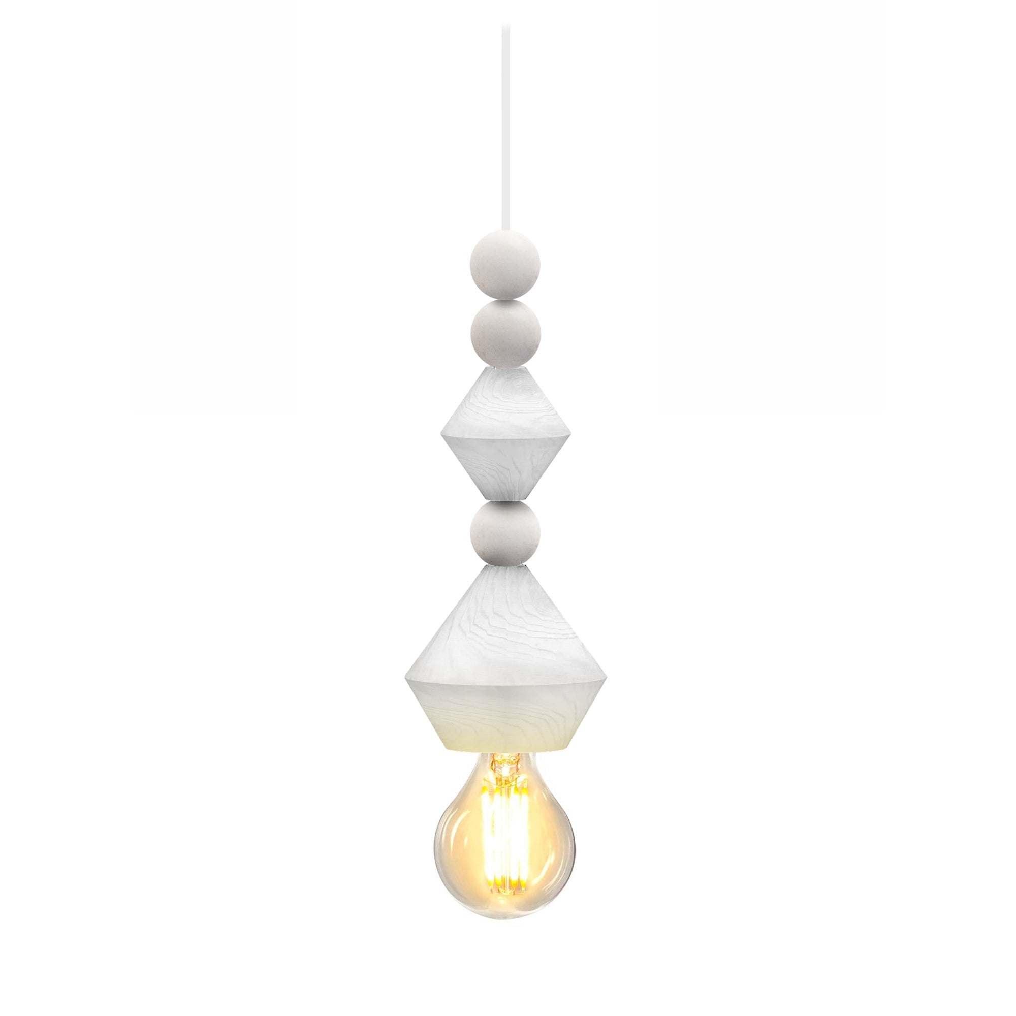Suspensión tosel boulier bombilla decorativa cilindro blanco, blanca pantalla de lámpara metal castaño d10 x h60 cm