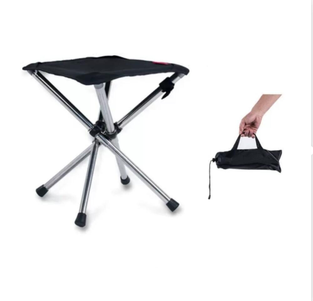 Sgabello Pieghevole Da Campeggio In Alluminio E Tessuto Oxford – Nero, Portata 140 Kg, 27 Cm, Con Borsa