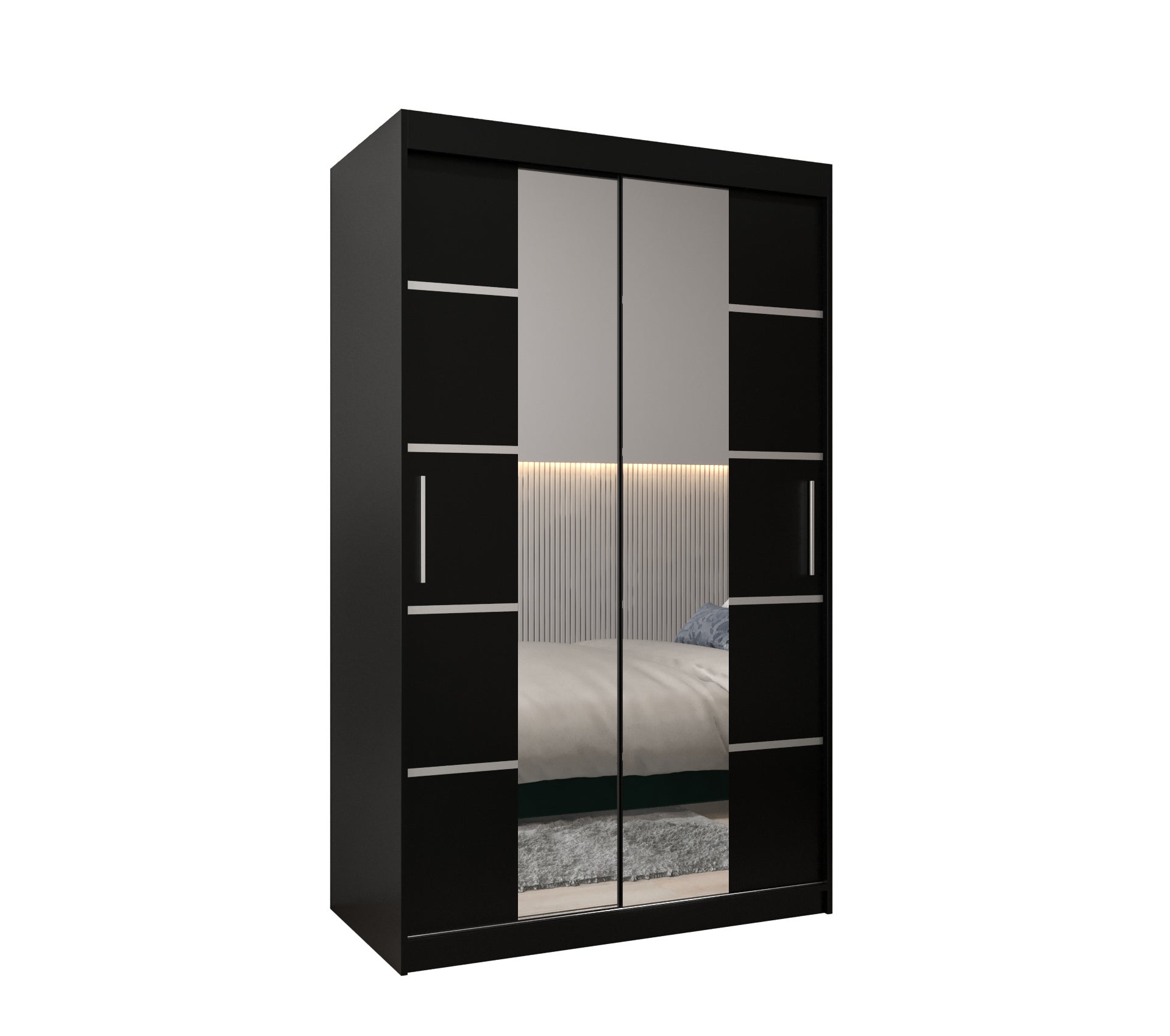 Szafa przesuwna garderoba Verona 4 120 x 62 x 200 cm Czarny + Czarny - Abiks Meble