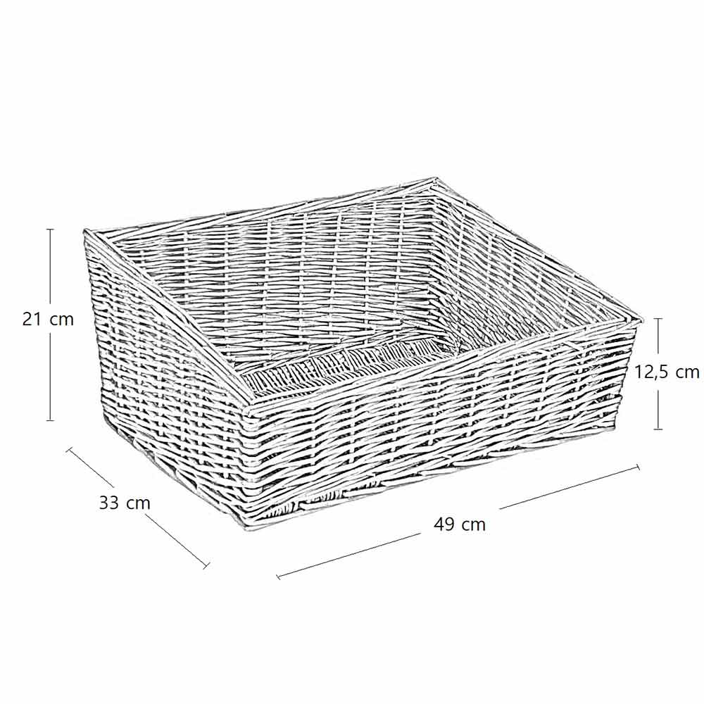 Cesta expositora de pan de mimbre rectangular 49 x 33 h 21 cm - 4