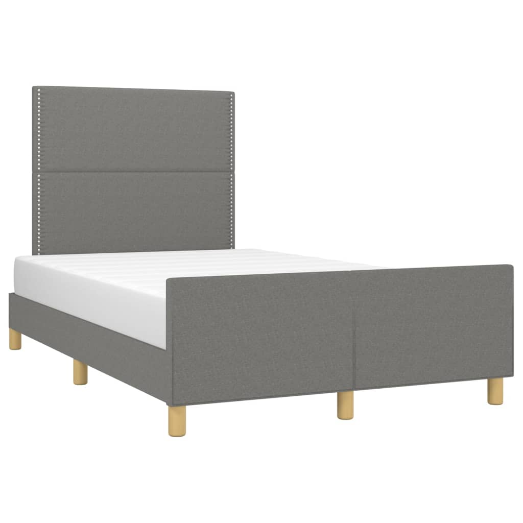 Cadre de lit sans matelas, tissu, gris foncé, pour la chambre, 120 × 200 cm - 3