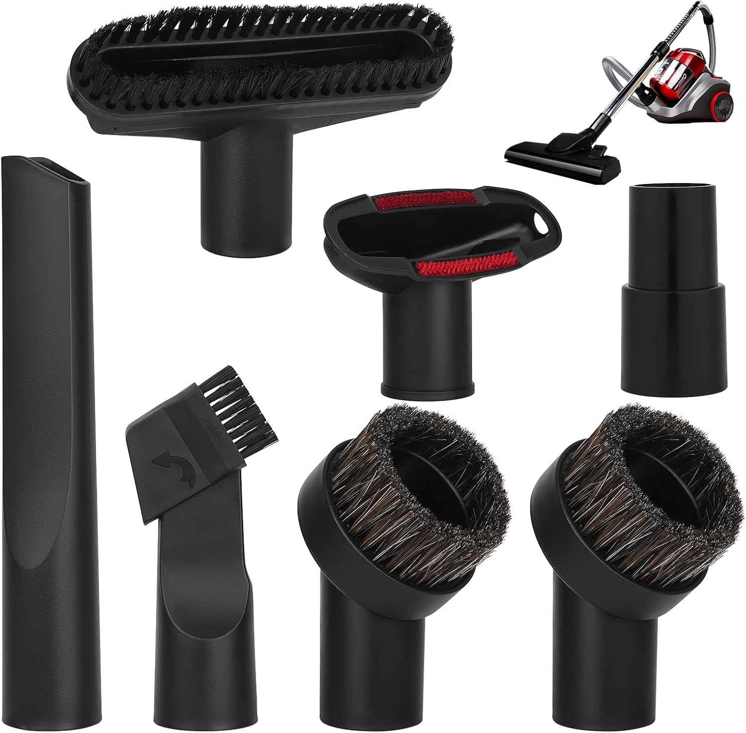 Set de 7 duze universale de aspirator 32–35 mm, perii multifuncționale pentru mobilă, mașină, păr de animale și interiorul mașinii. 7buc