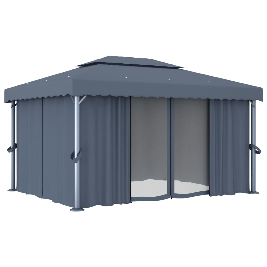 Maison Exclusive - Gazebo con Tende 4x3 cm Antracite Alluminio - 2