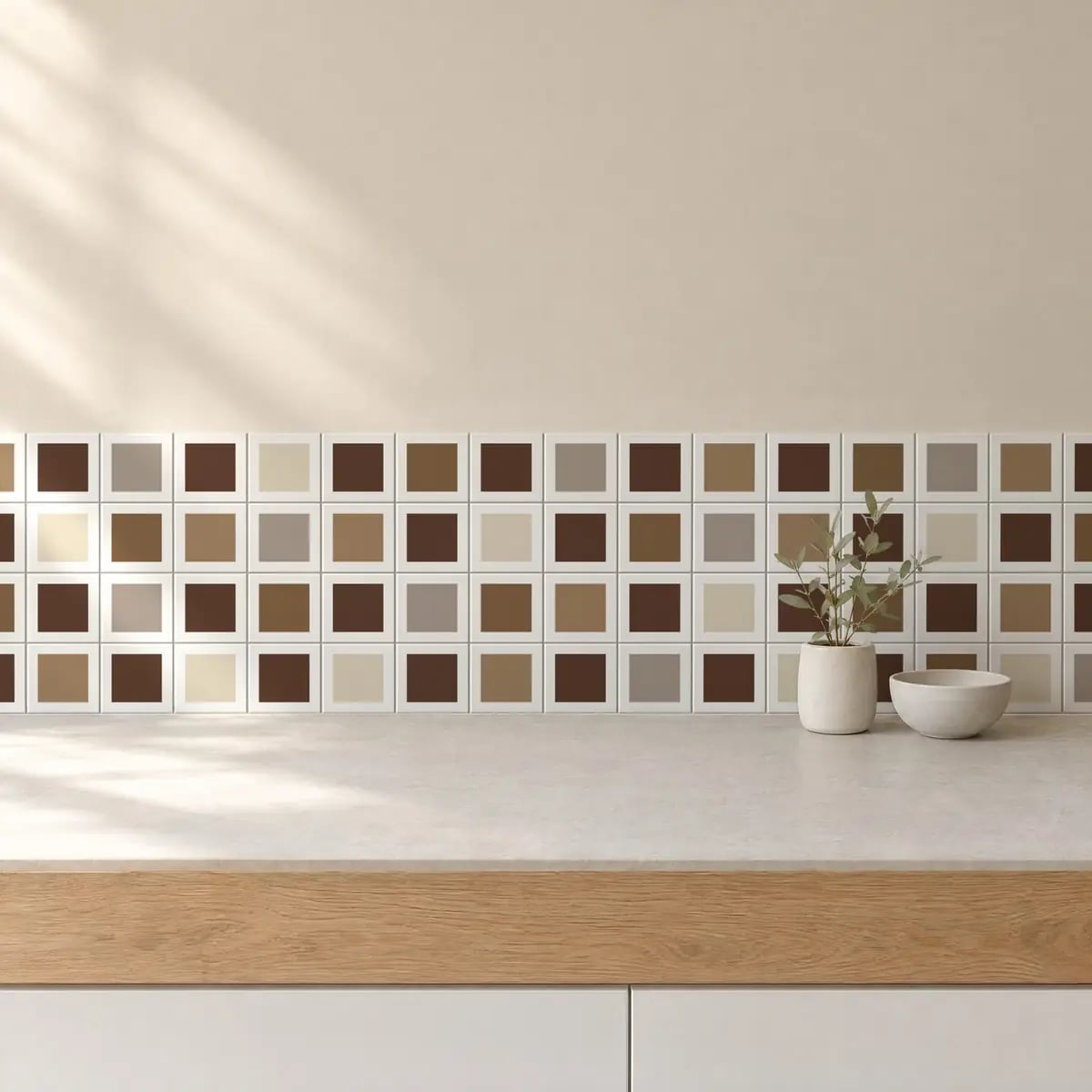 Carrelage decoratif Blanc brillant 10x10 cm Square Marrón (1 unité ...